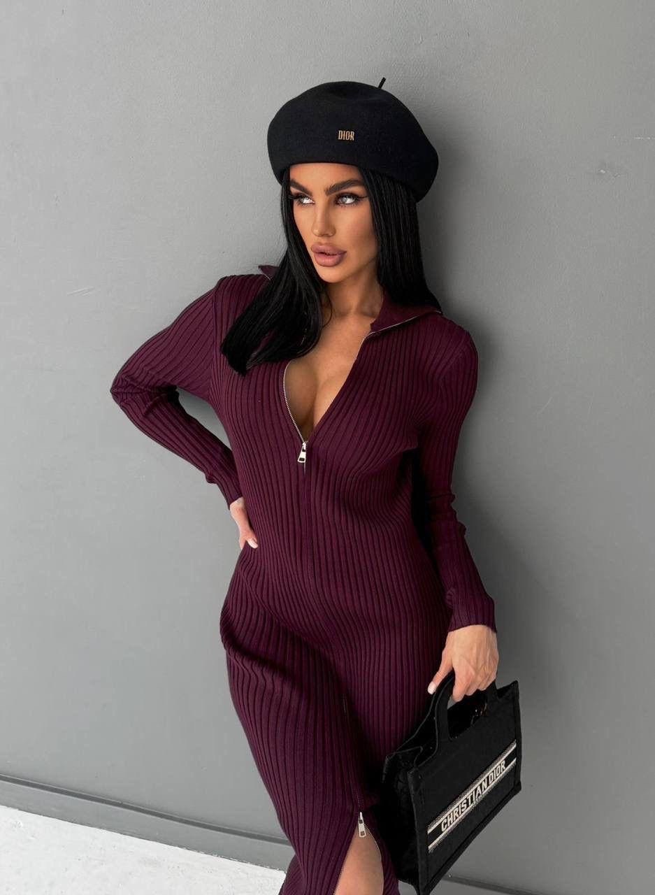 трикотажное платье лапша,платье лапша,трикотажное платье,платье 6006 "лапша - молния" бордовое,стильное платье