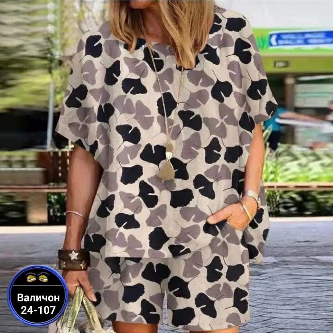 летние женские костюмы,летние костюмы,женская блузка с принтом,женские летние комплекты,одежда с принт