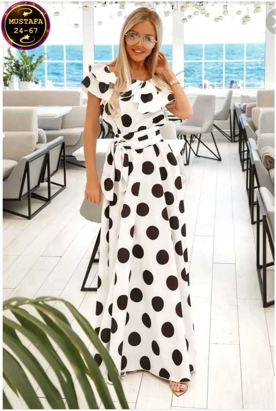 длинное платье в горошек,платье женское летнее,принт горох платье,платье в горошек,платье летнее длинное в горошек