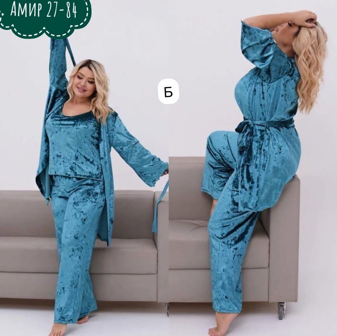 пижама женская 4ка велюр,велюровый костюм больших размеров,женская пижама,женская домашняя одежда,пижама женская велюр
