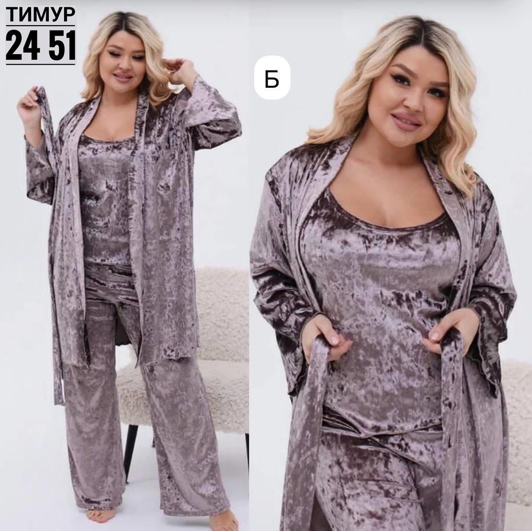 пижама женская 4ка велюр,пижама женская велюр,топ-пижама женская велюр арт. 11466006,женская пижама больших размеров,пижама комплект женская
