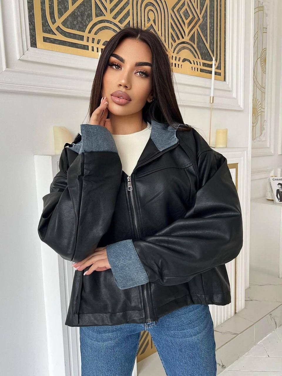 куртка из экокожи,комбинированная куртка,стильные куртки,женская куртка,куртка