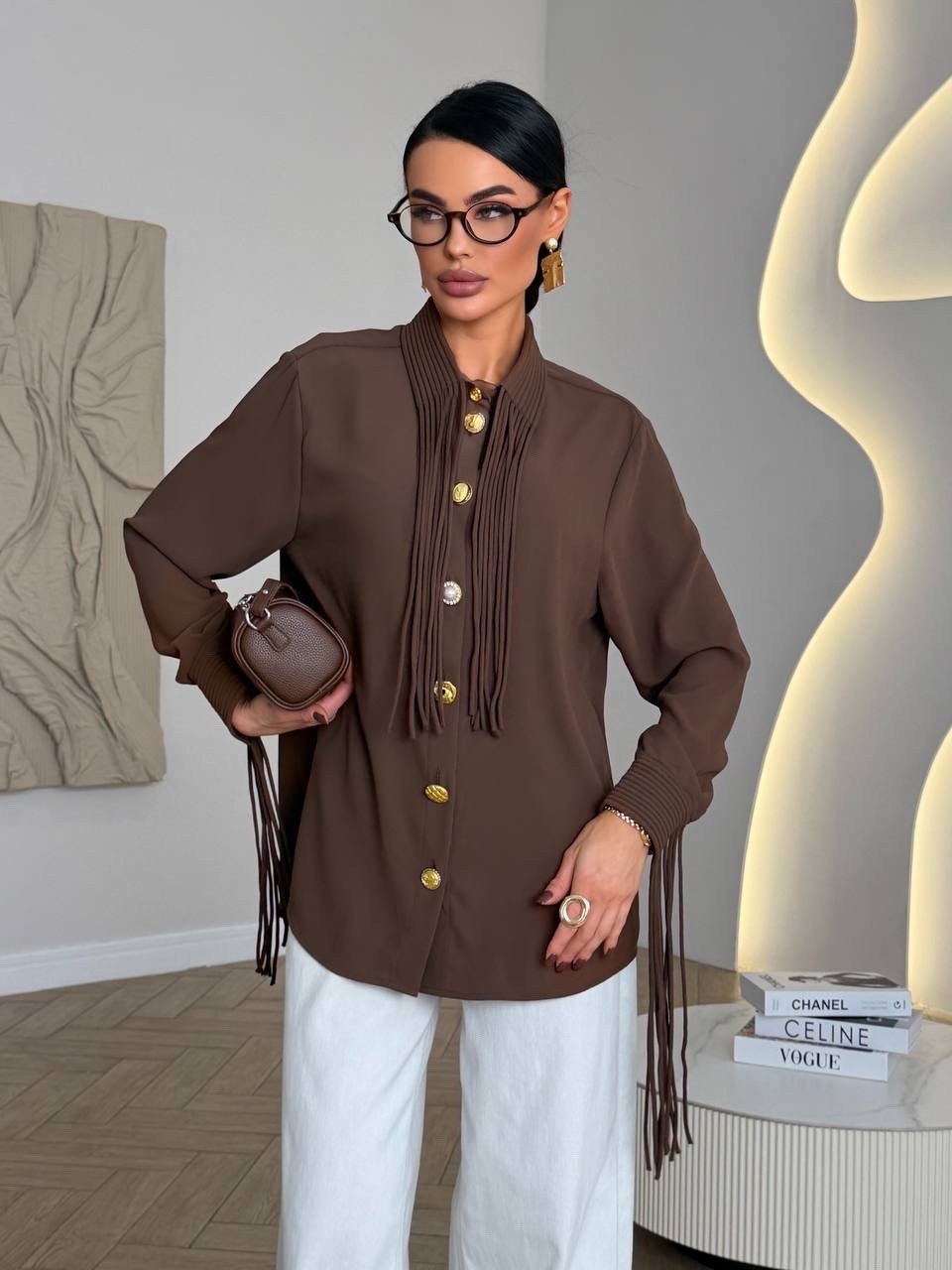 блузка стильная,модная блузка,рубашка женская,коричневая блузка,классические брюки