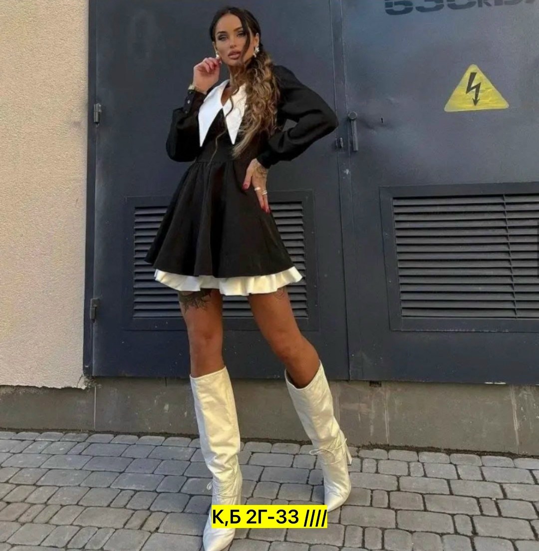 черное платье с белым воротником,платье с белым воротником,платье женская,платья 2026,женское платье с белым воротником