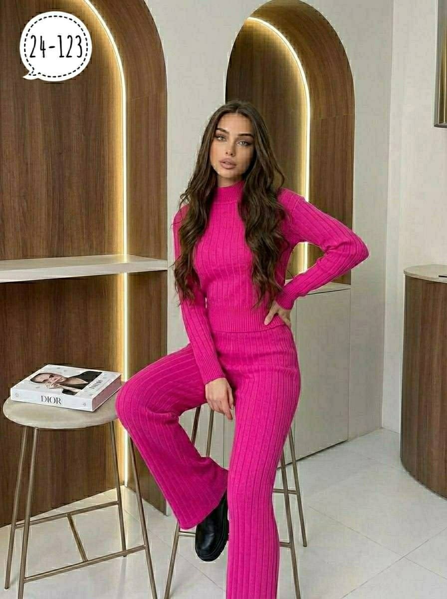 костюм женский брючный трикотажный,трикотажные костюмы,брючный костюм лапша женский,костюм с брюками,костюм лапша женский брюки клёш gala