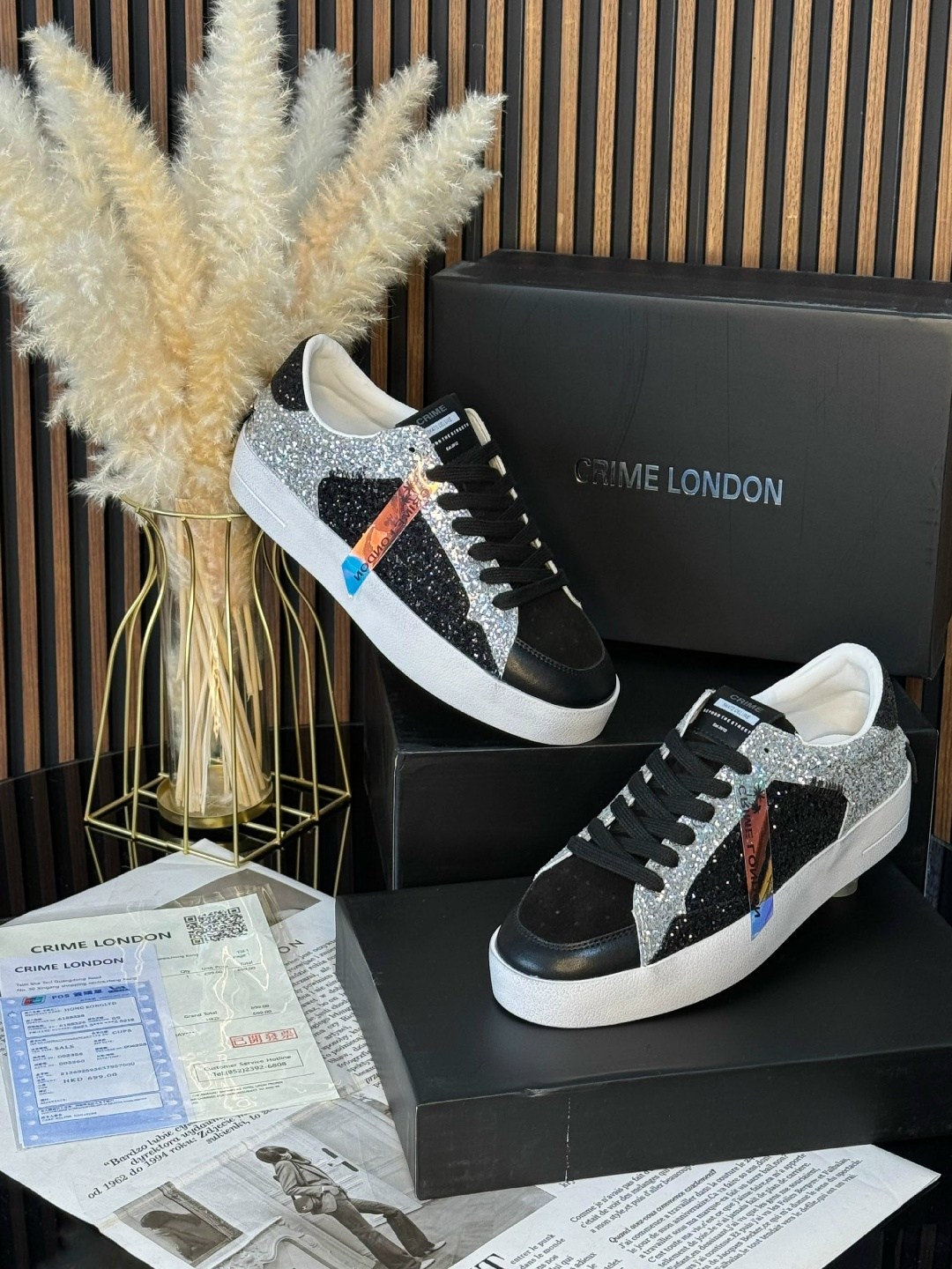 ,кожаные кеды crime london,кеды женские белые натуральная кожа на платформе с блестками crime london,кеды crime london,crime london baskets basses sk8 deluxe anialier-gold