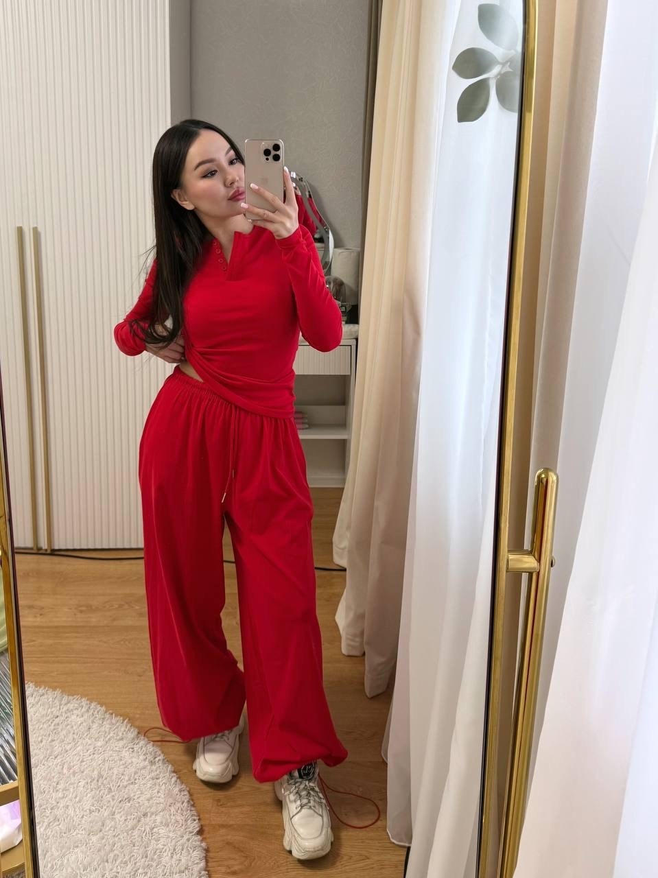 костюм dilanavip 2065 красный,трикотажные костюмы,женский костюм,костюм с брюками палаццо,костюм женский брючный