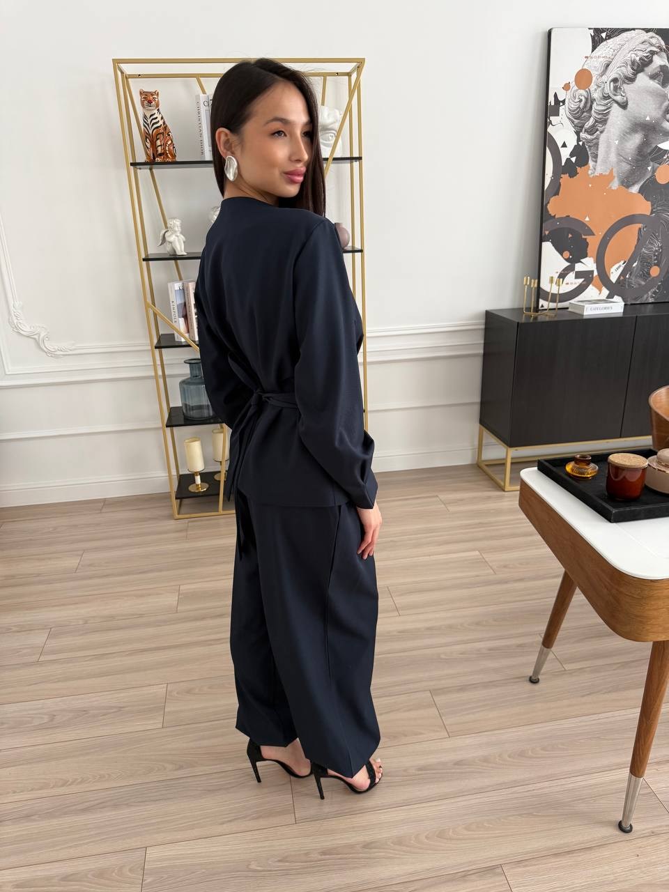 костюм брючный,костюм вечерний брючный,комплект брючный,женский брючный костюм,rinka 1326 черный женский костюм