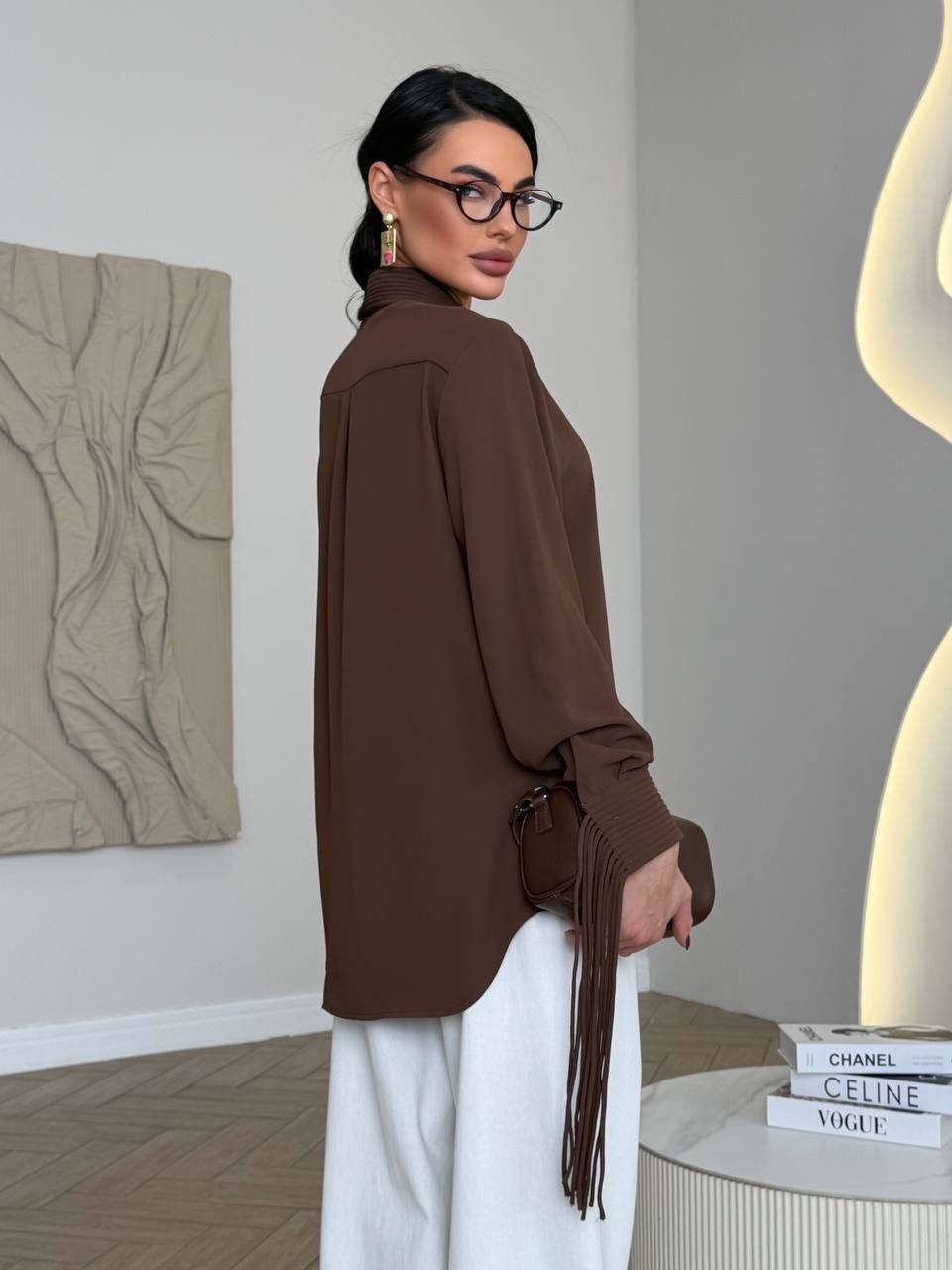 блузка стильная,модная блузка,рубашка женская,коричневая блузка,классические брюки