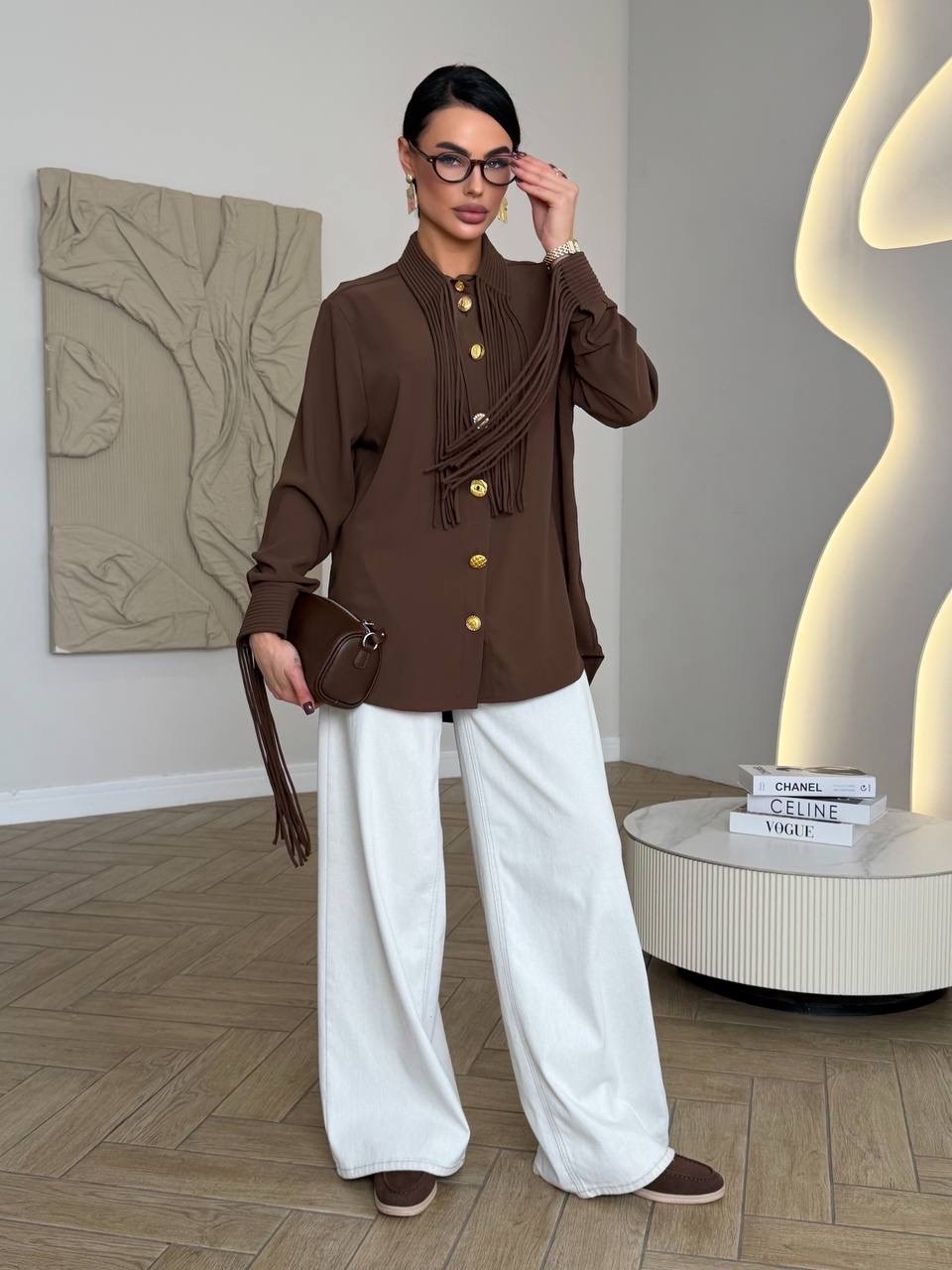 блузка стильная,модная блузка,рубашка женская,коричневая блузка,классические брюки