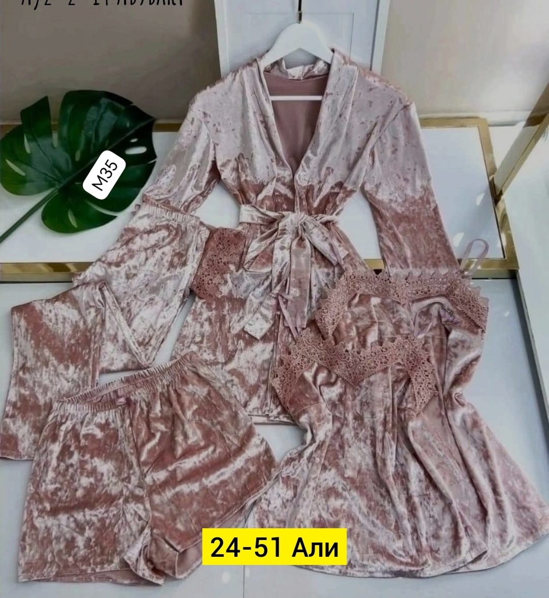 пижама женская бархатная комплект,комплект пижама,пижама женская 4ка велюр,женская пижама бархат 4 в 1,женская пижама комплект