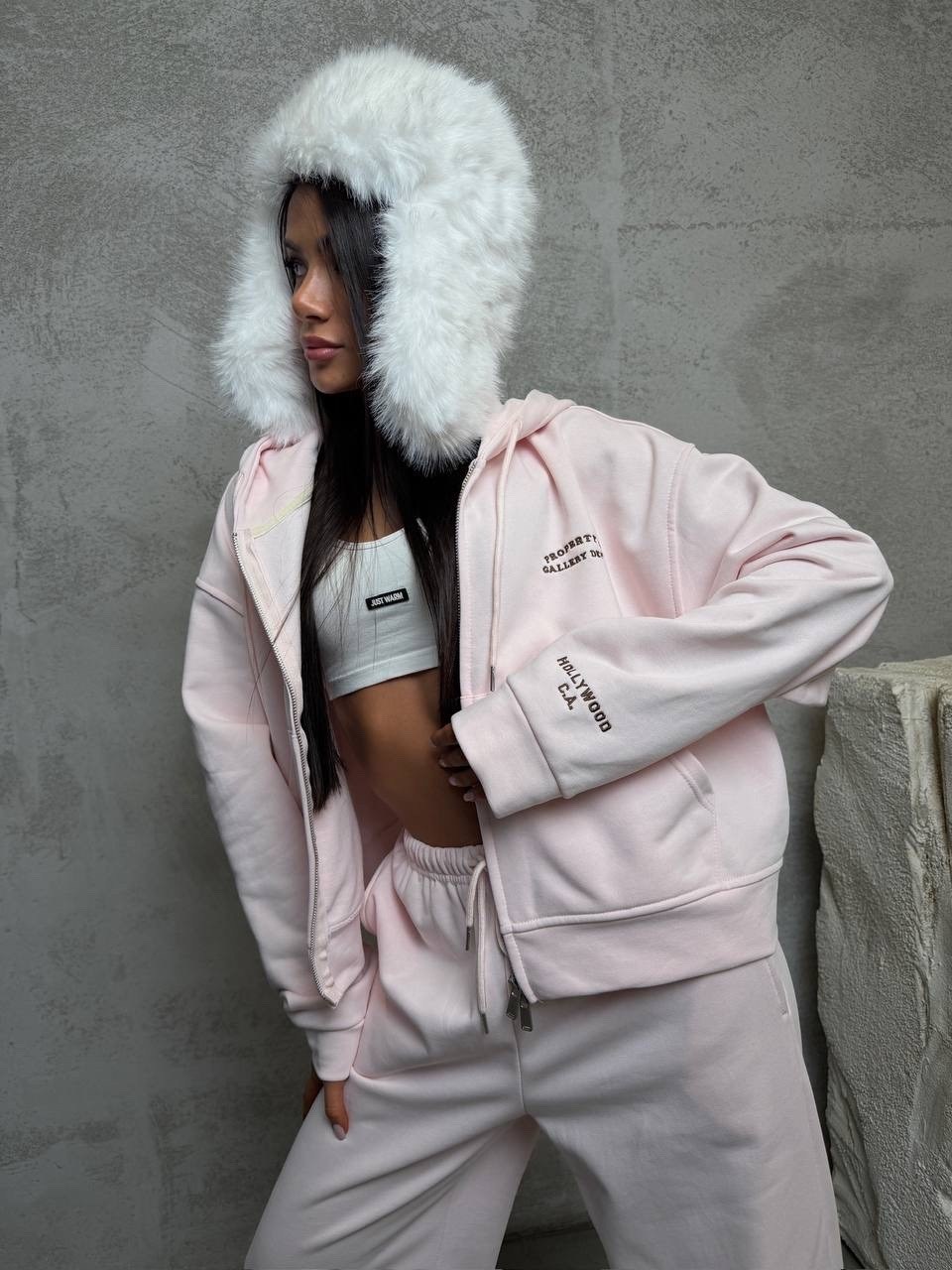 костюм флисовый теплый с капюшоном на молнии firasale розовый,костюм флисовый теплый с капюшоном на молнии firasale цвет розовый,костюм розовый,костюм флисовый теплый с капюшоном на молнии от бренда f