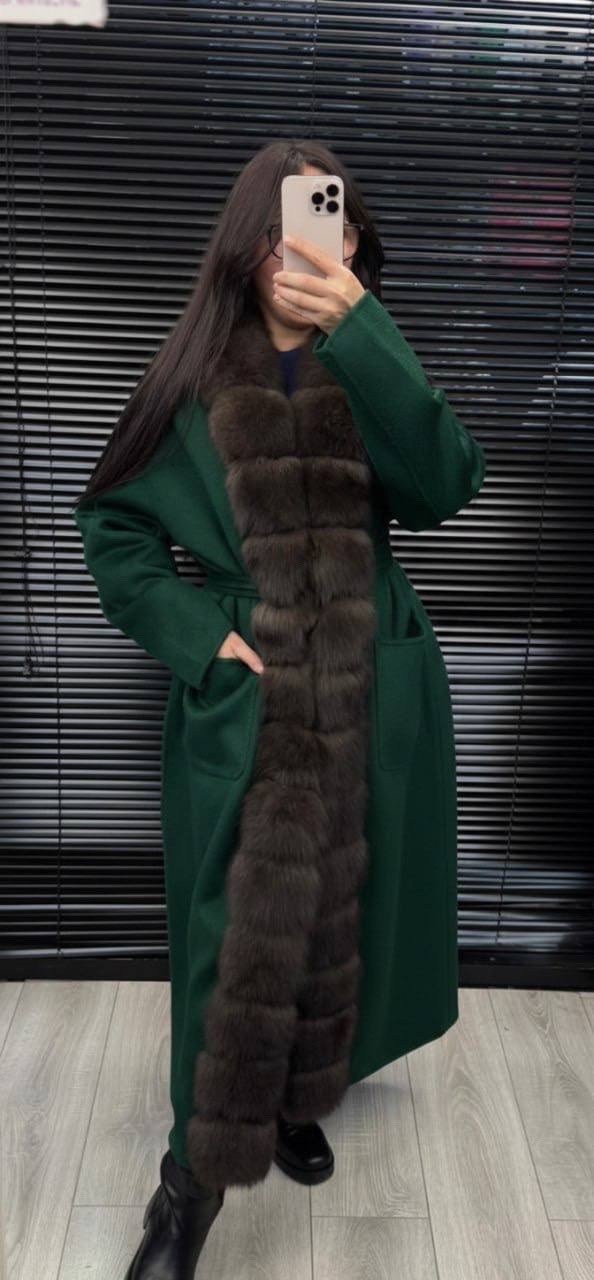 пальто с мехом,пальто шерстяное с мехом соболя stone,кашемировое пальто с мехом,пальто с мехом соболя,утепленное кашемировое пальто с мехом соболя