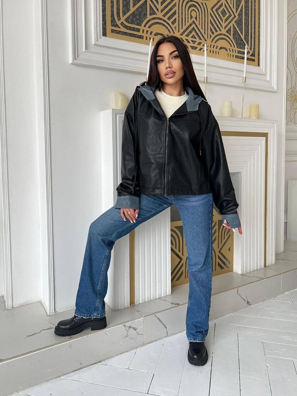 куртка из экокожи,комбинированная куртка,стильные куртки,женская куртка,куртка