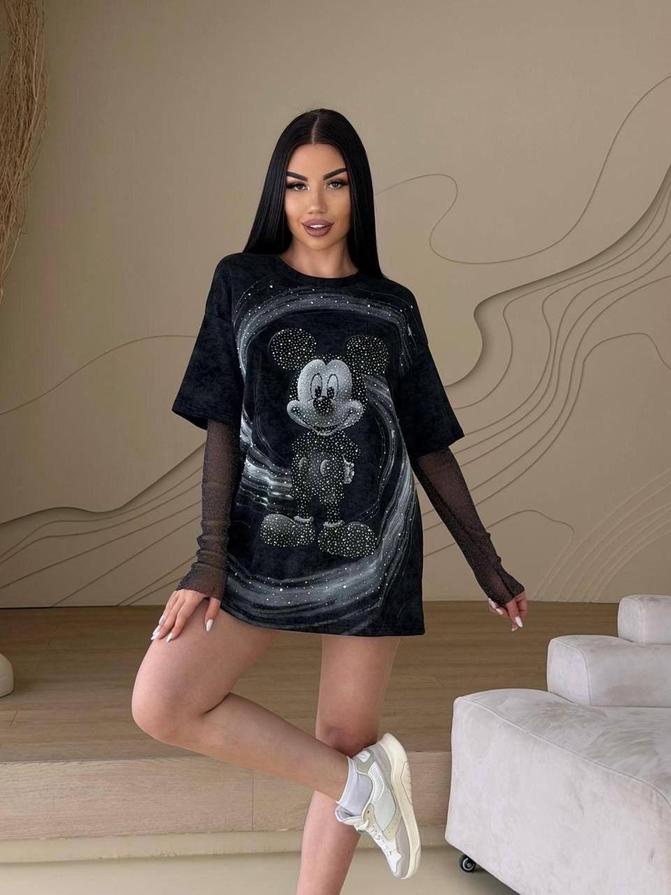женская футболка,свитшот женская,кофта женская,футболки женская оверсайз,свитшот оверсайз с принтом "микки маус"