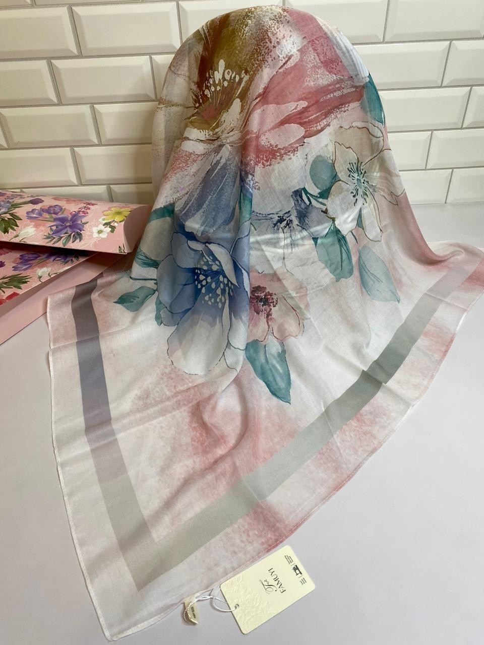 платок женский,палантин женский,платки шарф,красивый платок,платок женский с цветочным мотивом 110*110 см арт. 1090091