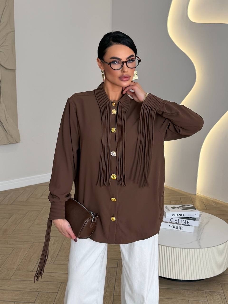 блузка стильная,модная блузка,рубашка женская,коричневая блузка,классические брюки