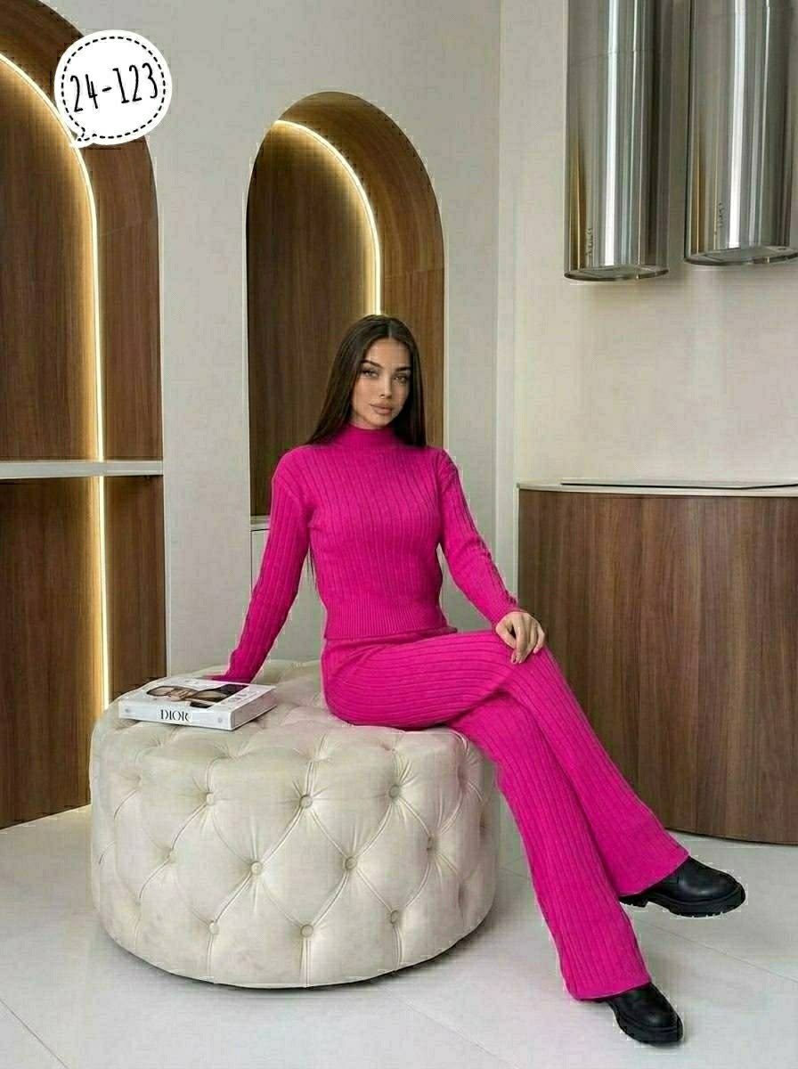 костюм женский брючный трикотажный,трикотажные костюмы,брючный костюм лапша женский,костюм с брюками,костюм лапша женский брюки клёш gala