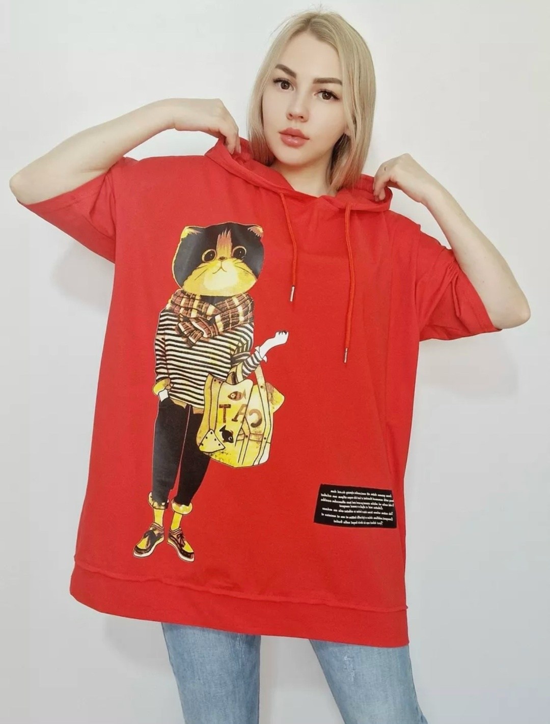 футболка оверсайз больших размеров с капюшоном,футболки женская,туника женская,футболка женская с капюшоном,женская кофта