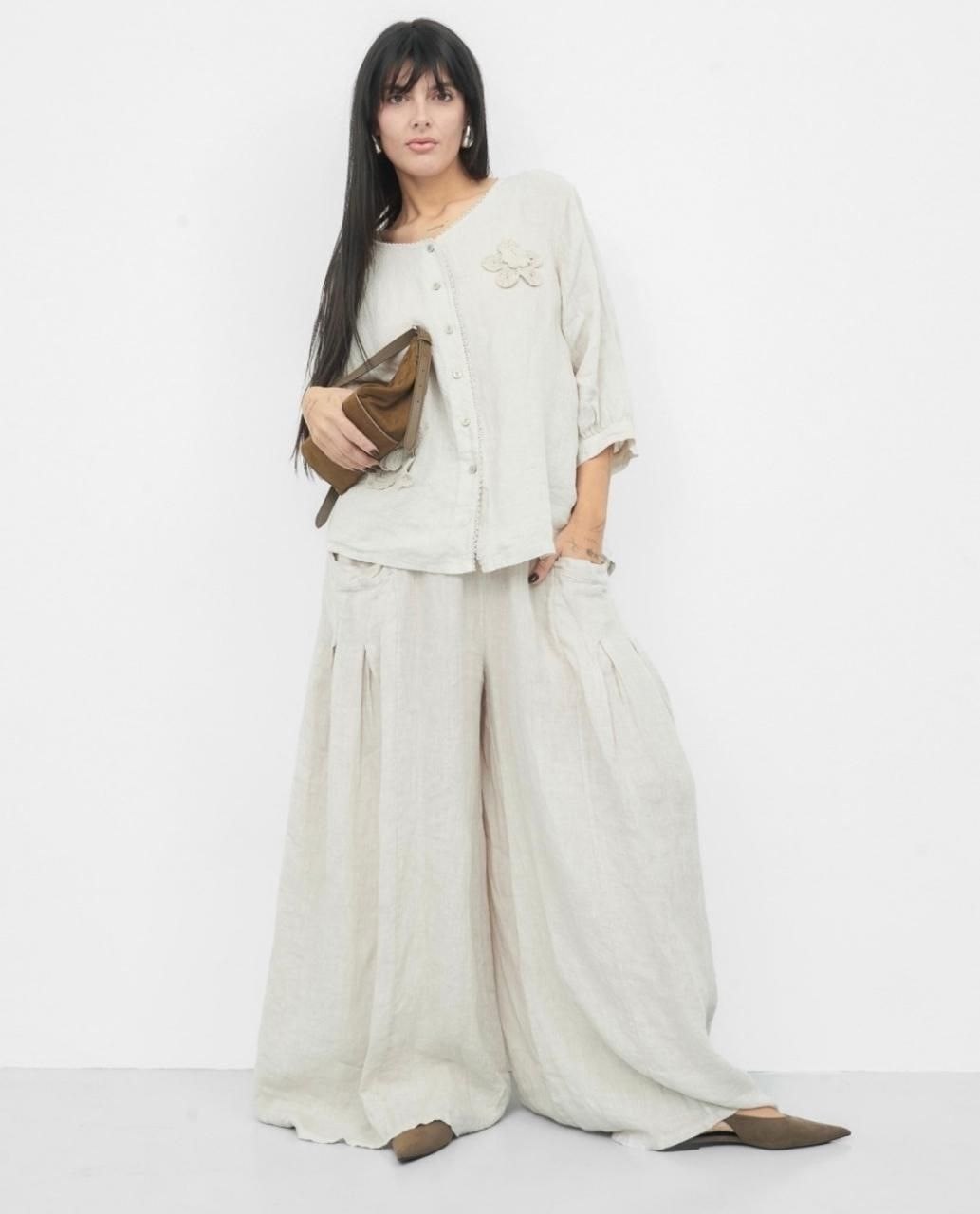 костюм женский,костюм льняной,брючный костюм летний,костюм,туника нарядная