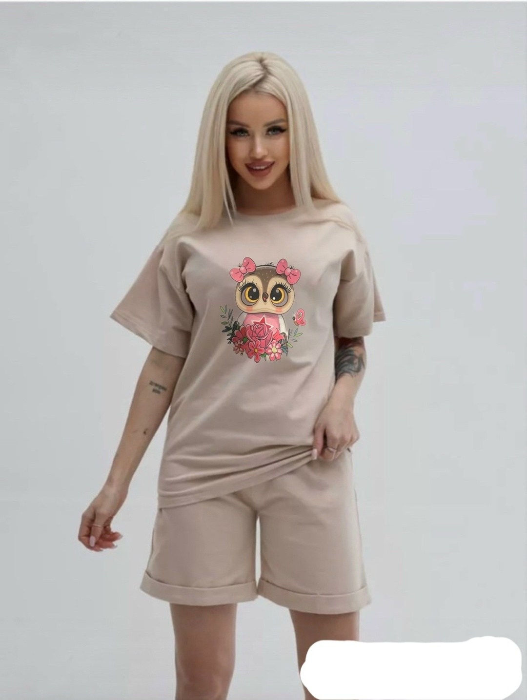 пижама с совами женская,натали костюм 10473,женские костюмы,комплект пижама,пижама женская