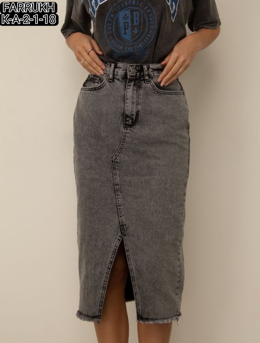 юбка миди джинсовая,юбка джинсовая,юбка джинсовая длинная с разрезом спереди niange,джинсовая юбка макси,серая джинсовая юбка