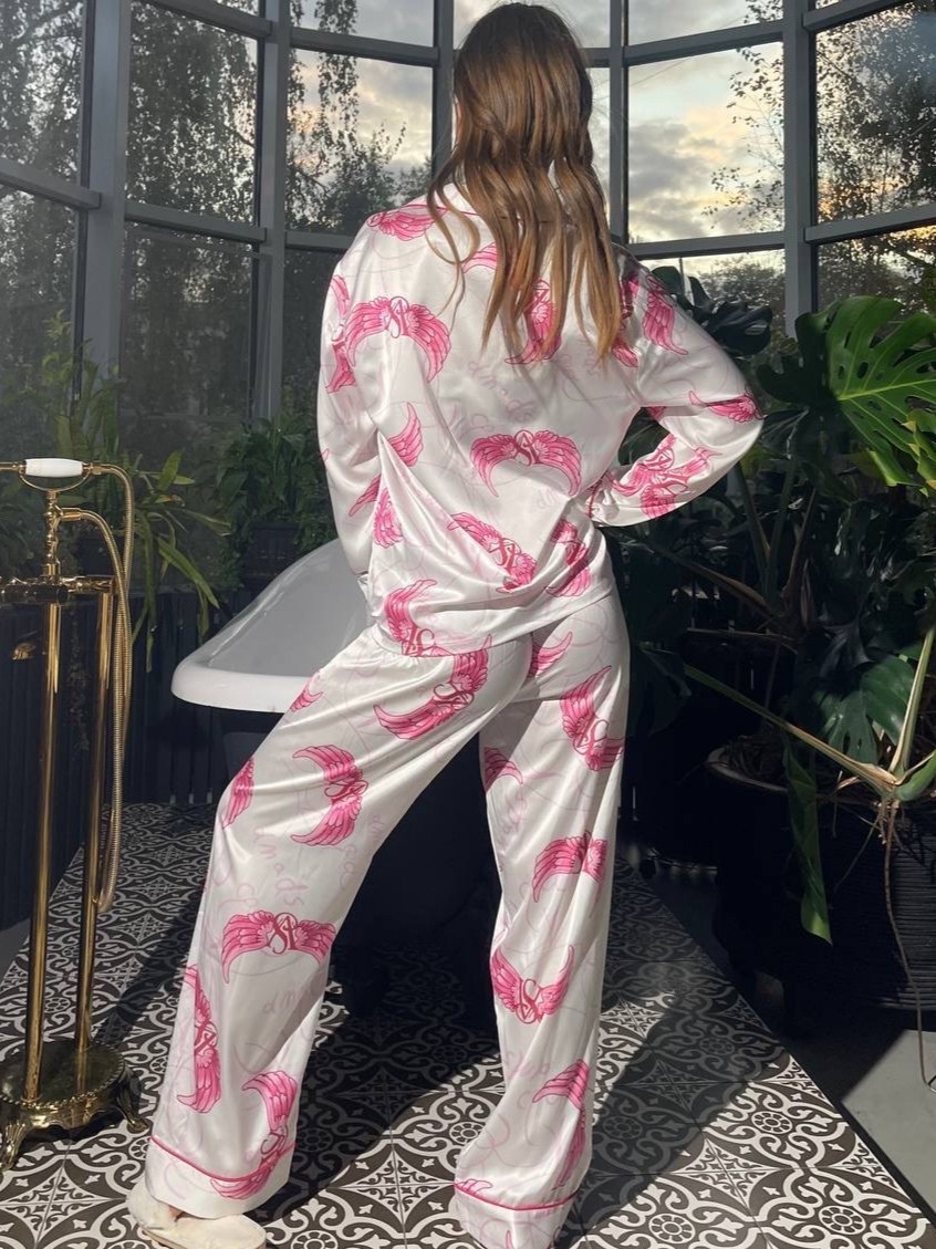 шелковый домашний костюм в пижамном стиле,шелковый костюм в пижамном стиле trend.collection 232120803,шелковый костюм в пижамном стиле trend.collection,атласный костюм женский в пижамном стиле,костюм