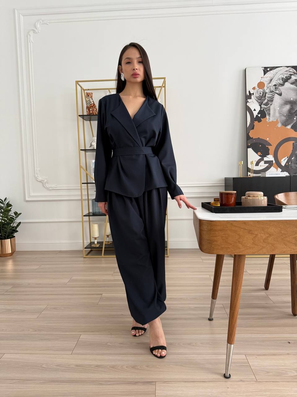 костюм брючный,костюм вечерний брючный,комплект брючный,женский брючный костюм,rinka 1326 черный женский костюм