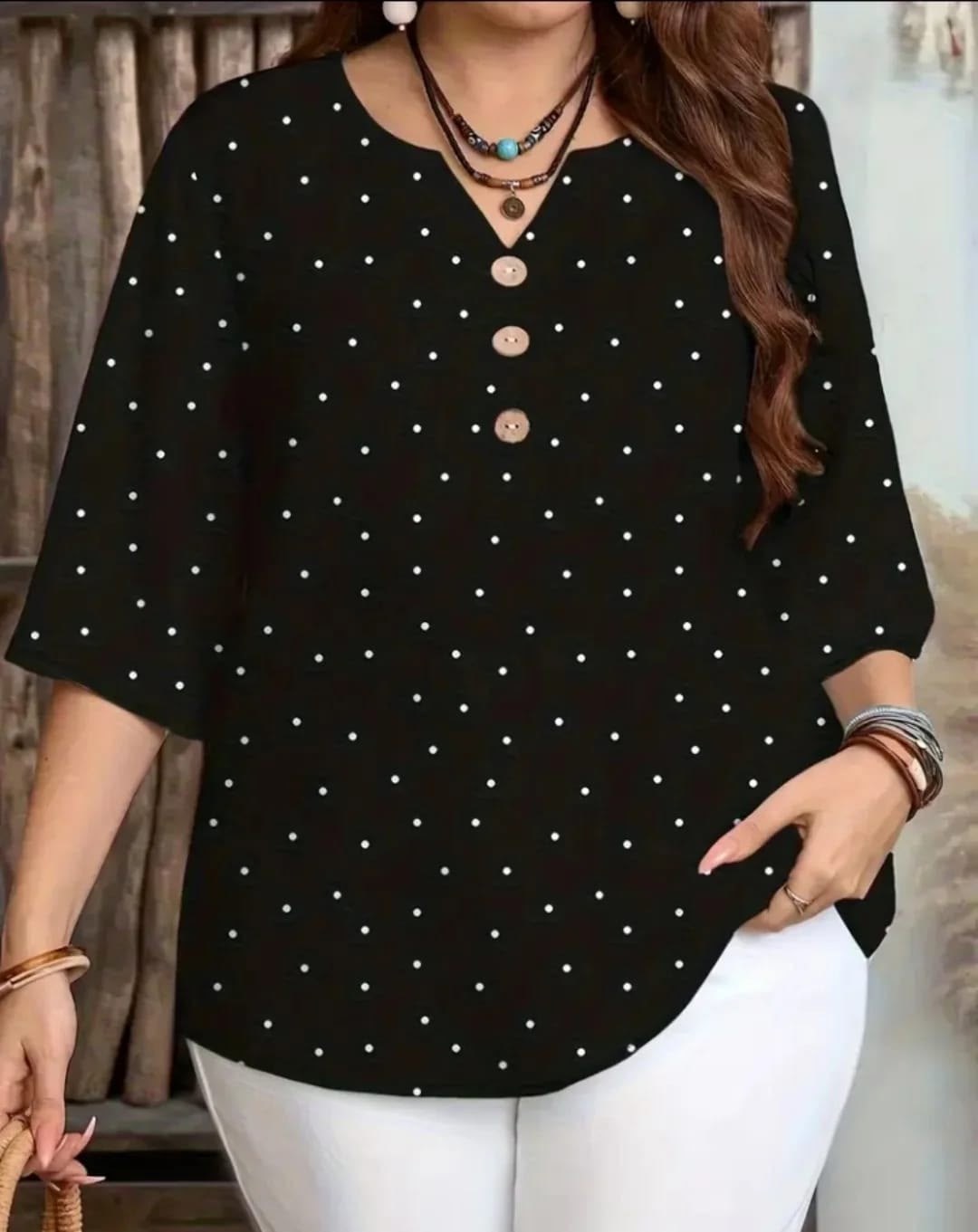 женская блузка,модели блузок,трикотажная блузка в горошек,блузка в горошек для полных женщин,красивая блузка