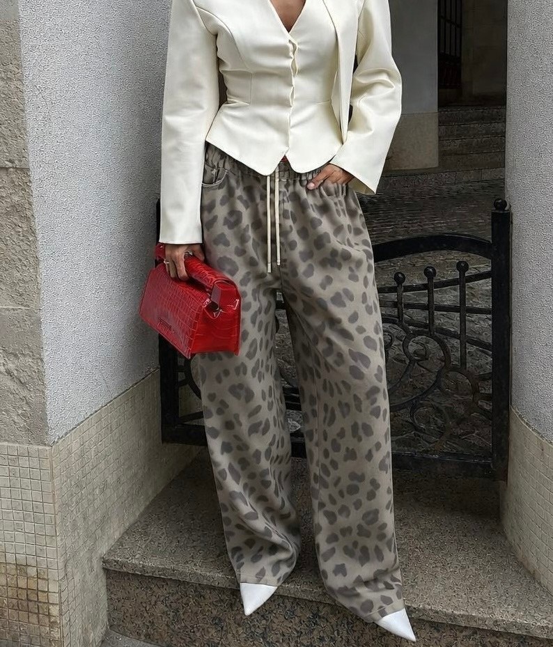 брюки с леопардовым принтом,леопардовые брюки,джинсы с леопардовым принтом,джинсы syiwidii женские с леопардовым принтом,брюки прямого покроя с леопардовым принтом