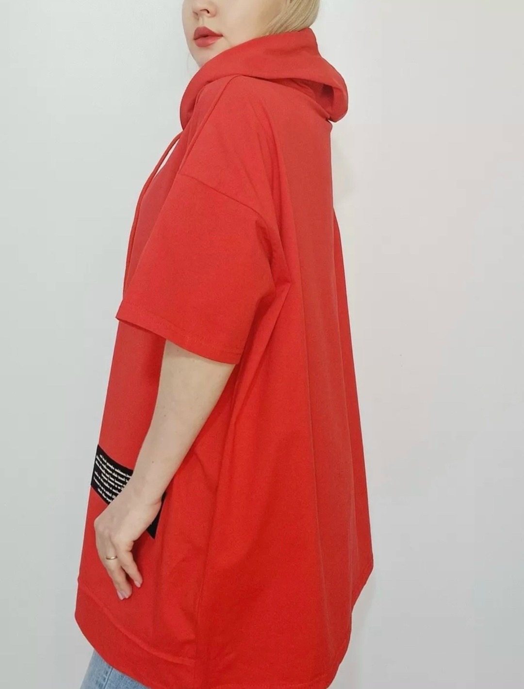 футболка оверсайз больших размеров с капюшоном,футболки женская,туника женская,футболка женская с капюшоном,женская кофта