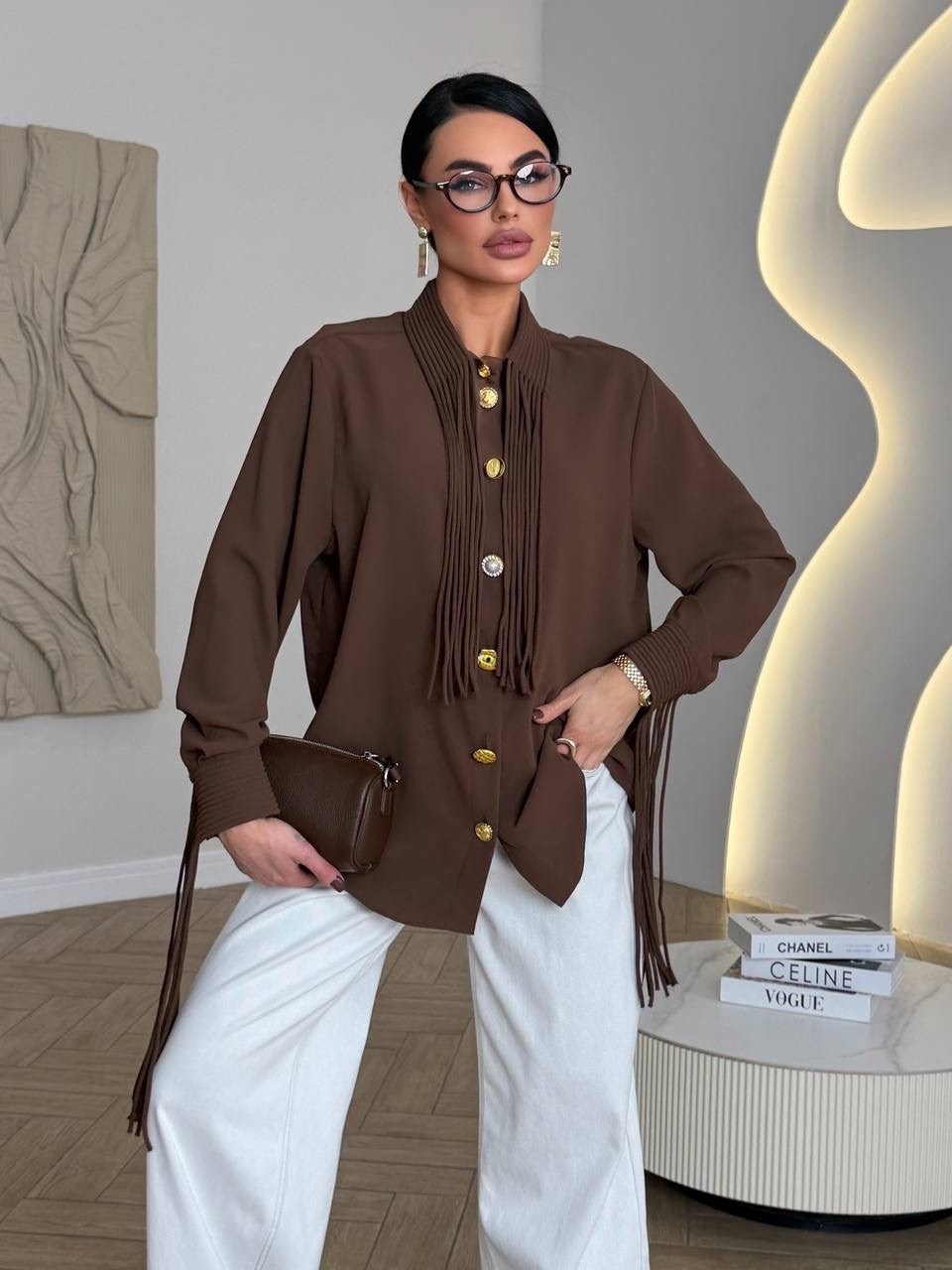 блузка стильная,модная блузка,рубашка женская,коричневая блузка,классические брюки