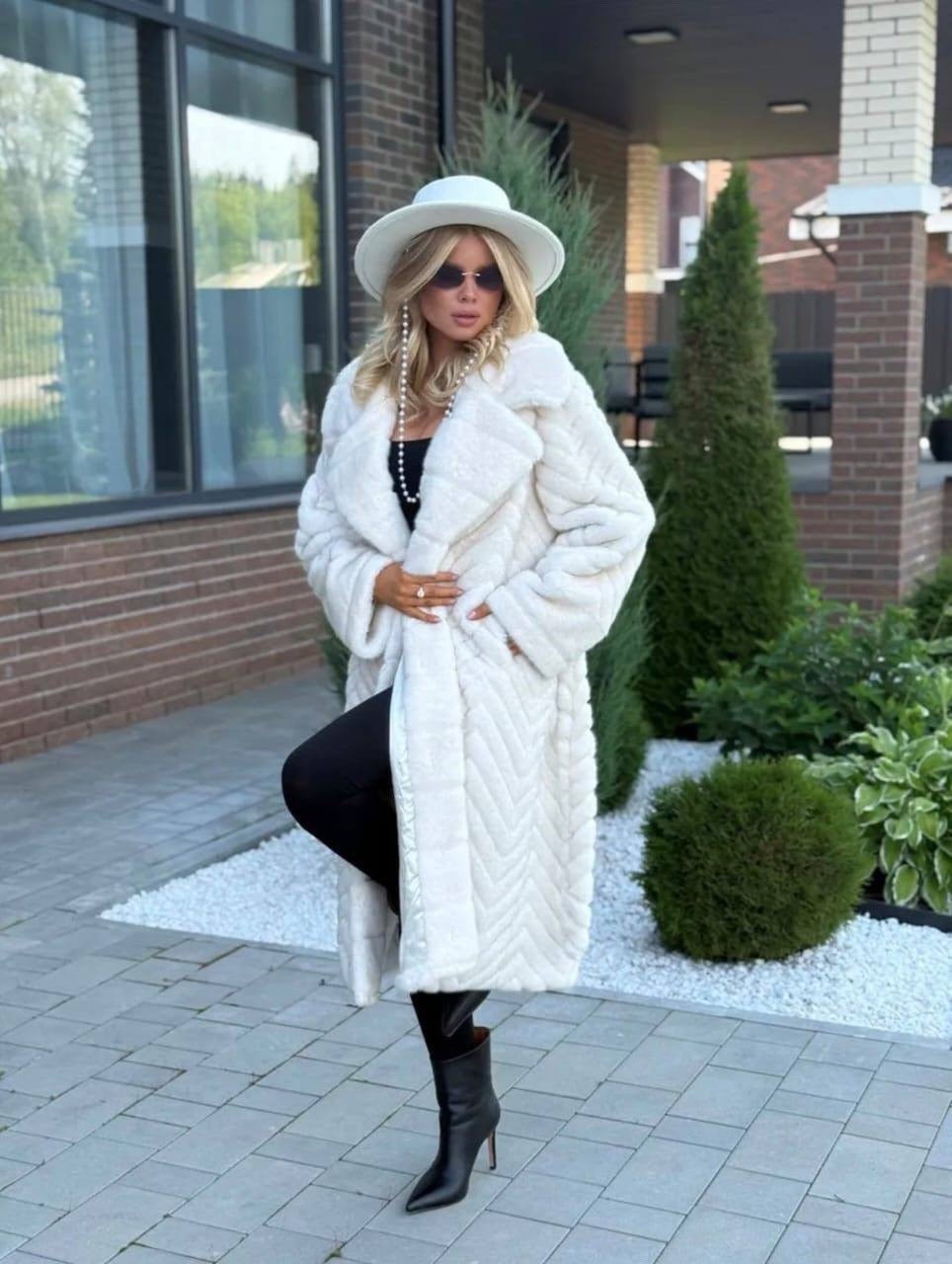 искусственная шуба,шуба длинная экомех молочная 110см yana furs,шуба длинная,женская шуба,шуба длинная экомех серая 110см yana furs