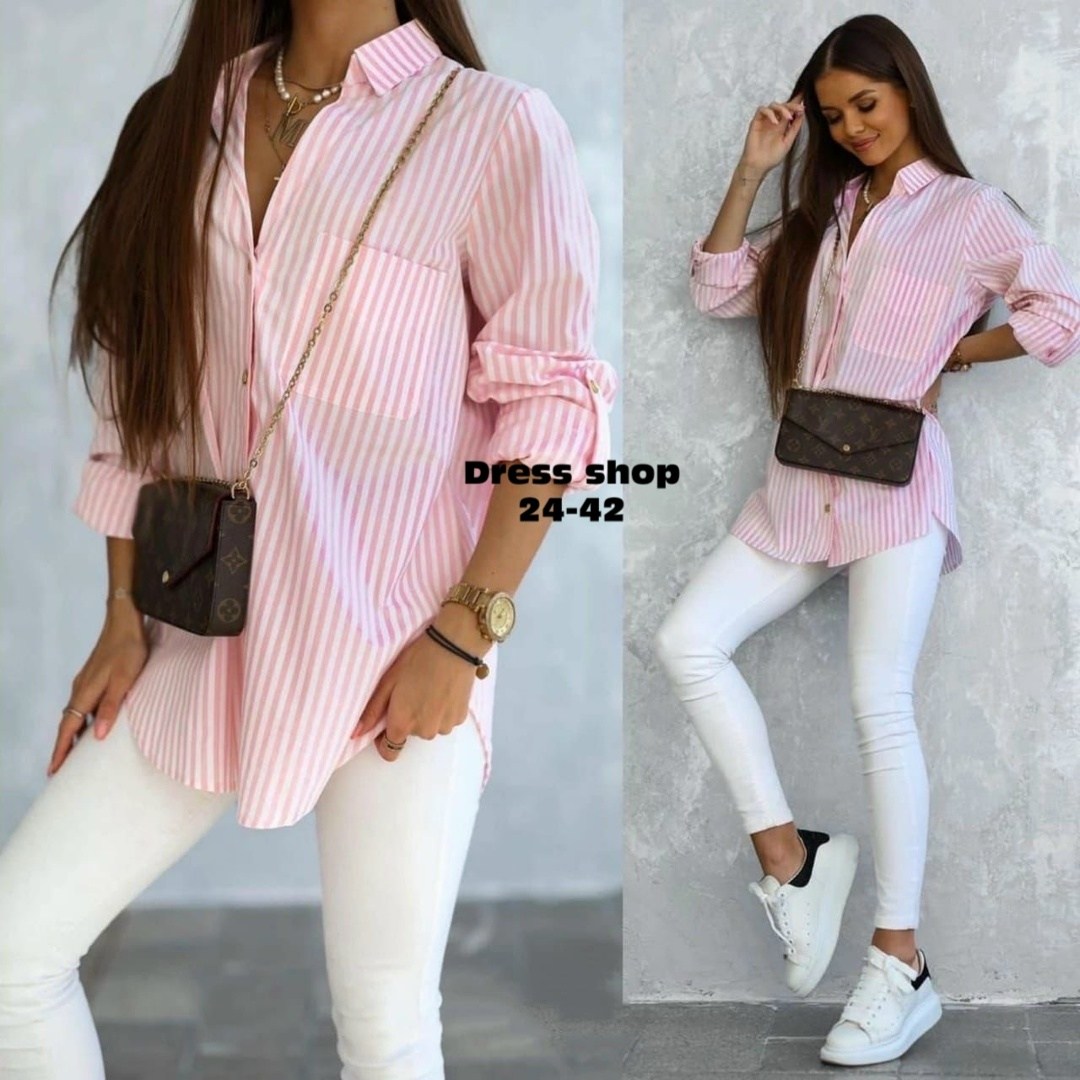 женская рубашка в полоску,рубашка женская,стильная рубашка,удлиненная рубашка,рубашка женская свободного кроя