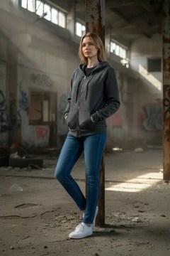 женская толстовка из футера с начесом happyfox,серая кофта на молнии женская оверсайз,толстовкa на молнии с капюшоном,серая толстовка,толстовка женская