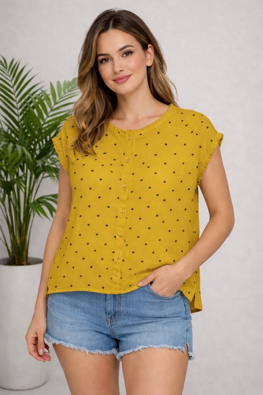 блузка в горошек из хлопка,блузка в горошек,блуза в горошек,блузка женская в горошек,блузка стильная