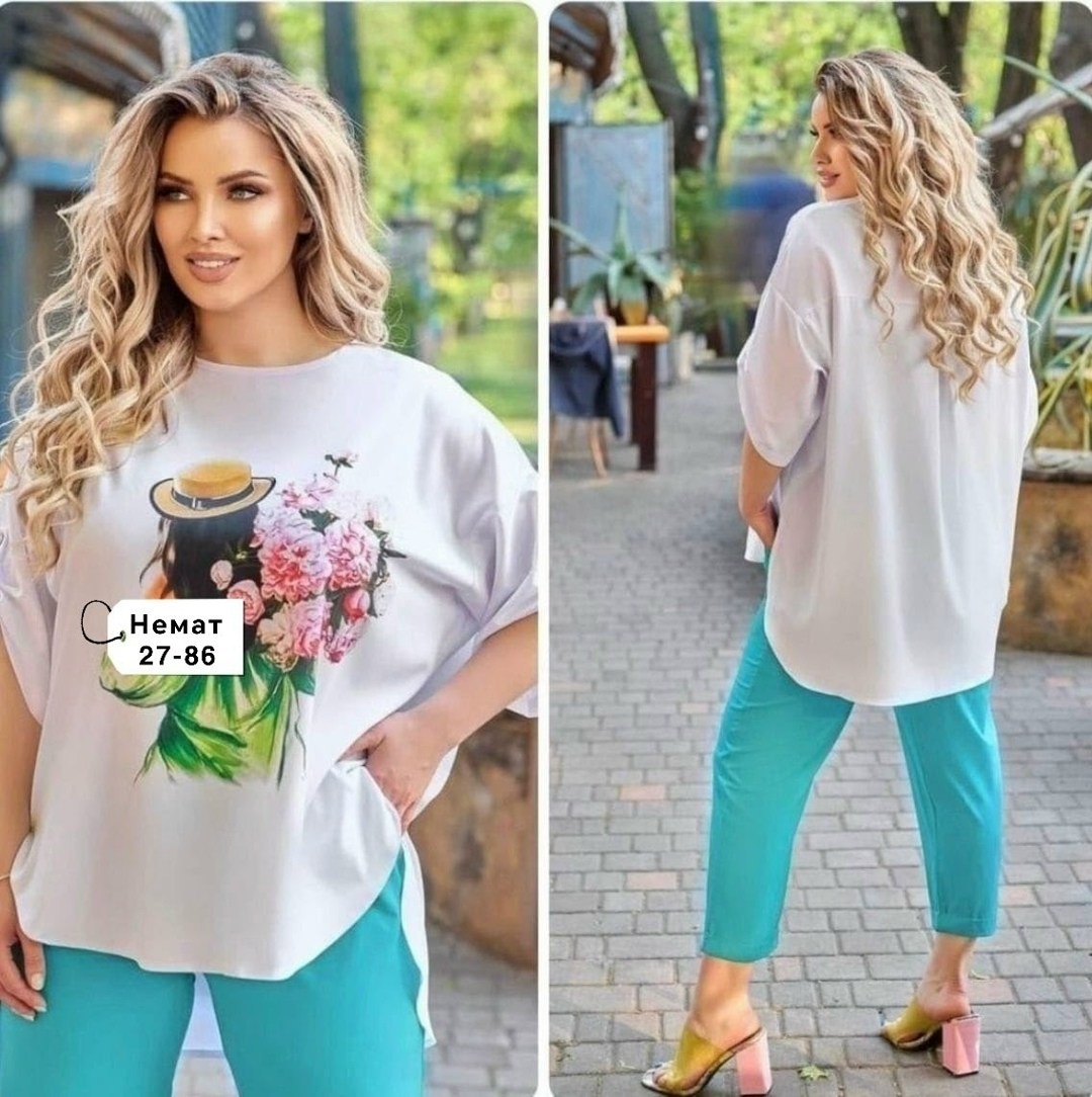 женский костюм свободного кроя,костюм свободного кроя,,летний костюм больших размеров,брючный летний костюм больших размеров