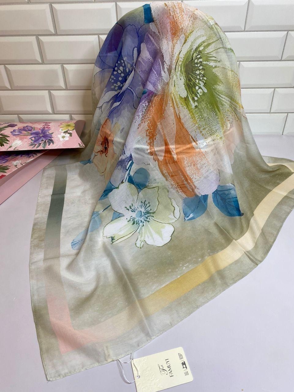 платок женский,палантин женский,платки шарф,красивый платок,платок женский с цветочным мотивом 110*110 см арт. 1090091