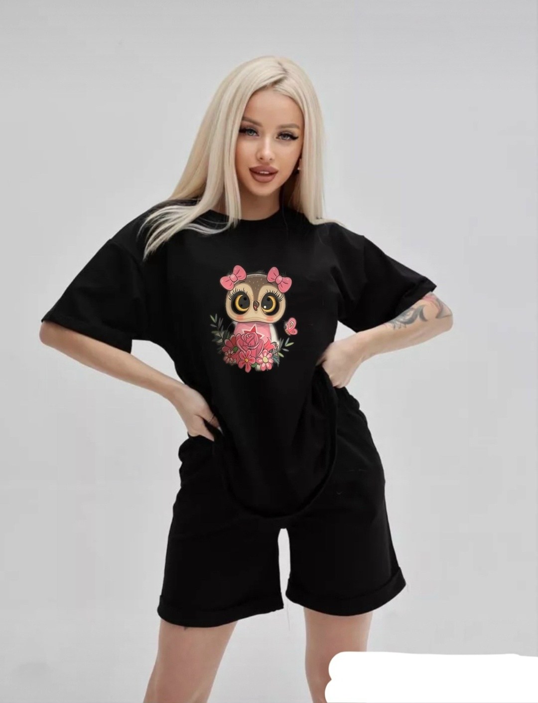 пижама с совами женская,натали костюм 10473,женские костюмы,комплект пижама,пижама женская