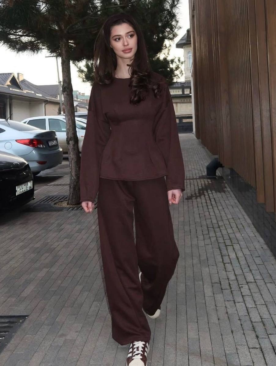 трикотажные костюмы,стильные женские костюмы,спортивные комплекты брючные,широкие брюки,костюм трикотажный serianno