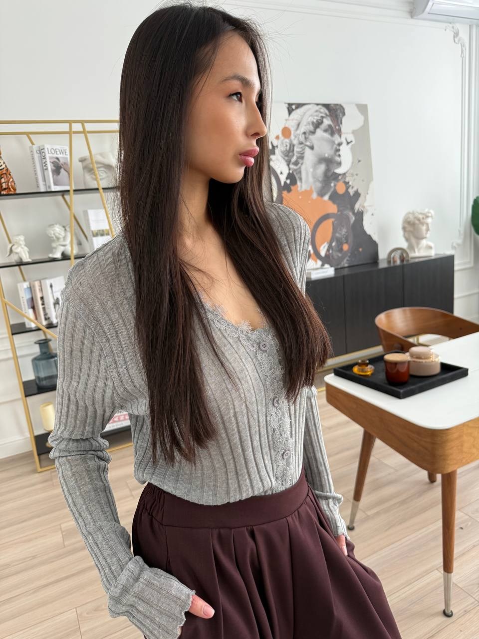 кофта женская,модные свитера,серый кардиган,свитера женские,серый практичный вязаный джемпер