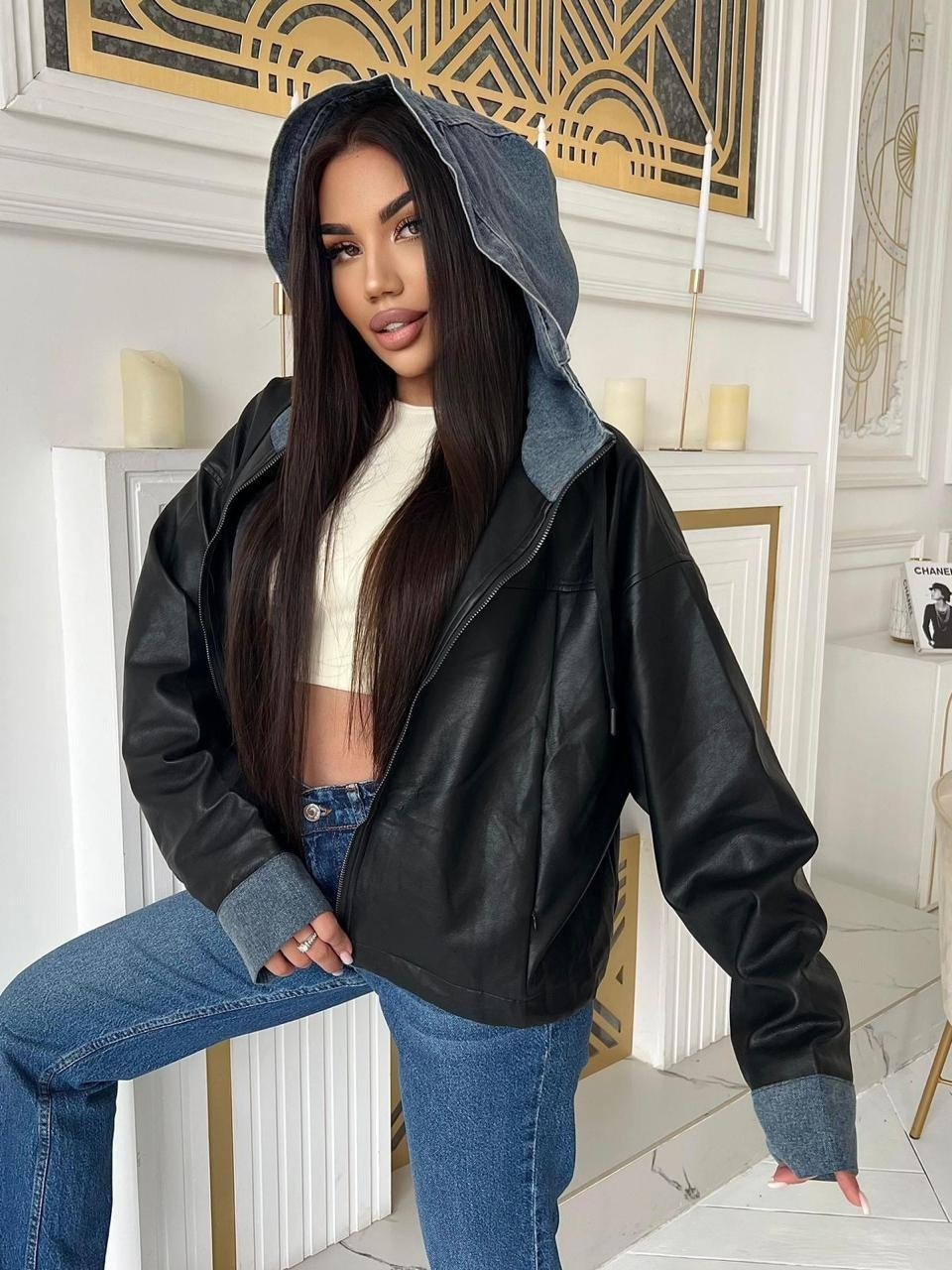 куртка из экокожи,комбинированная куртка,стильные куртки,женская куртка,куртка