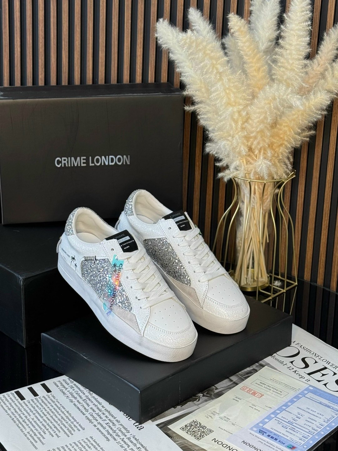 ,кожаные кеды crime london,кеды женские белые натуральная кожа на платформе с блестками crime london,кеды crime london,crime london baskets basses sk8 deluxe anialier-gold