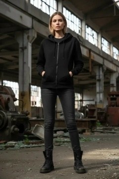 женская толстовка из футера с начесом happyfox,серая кофта на молнии женская оверсайз,толстовкa на молнии с капюшоном,серая толстовка,толстовка женская