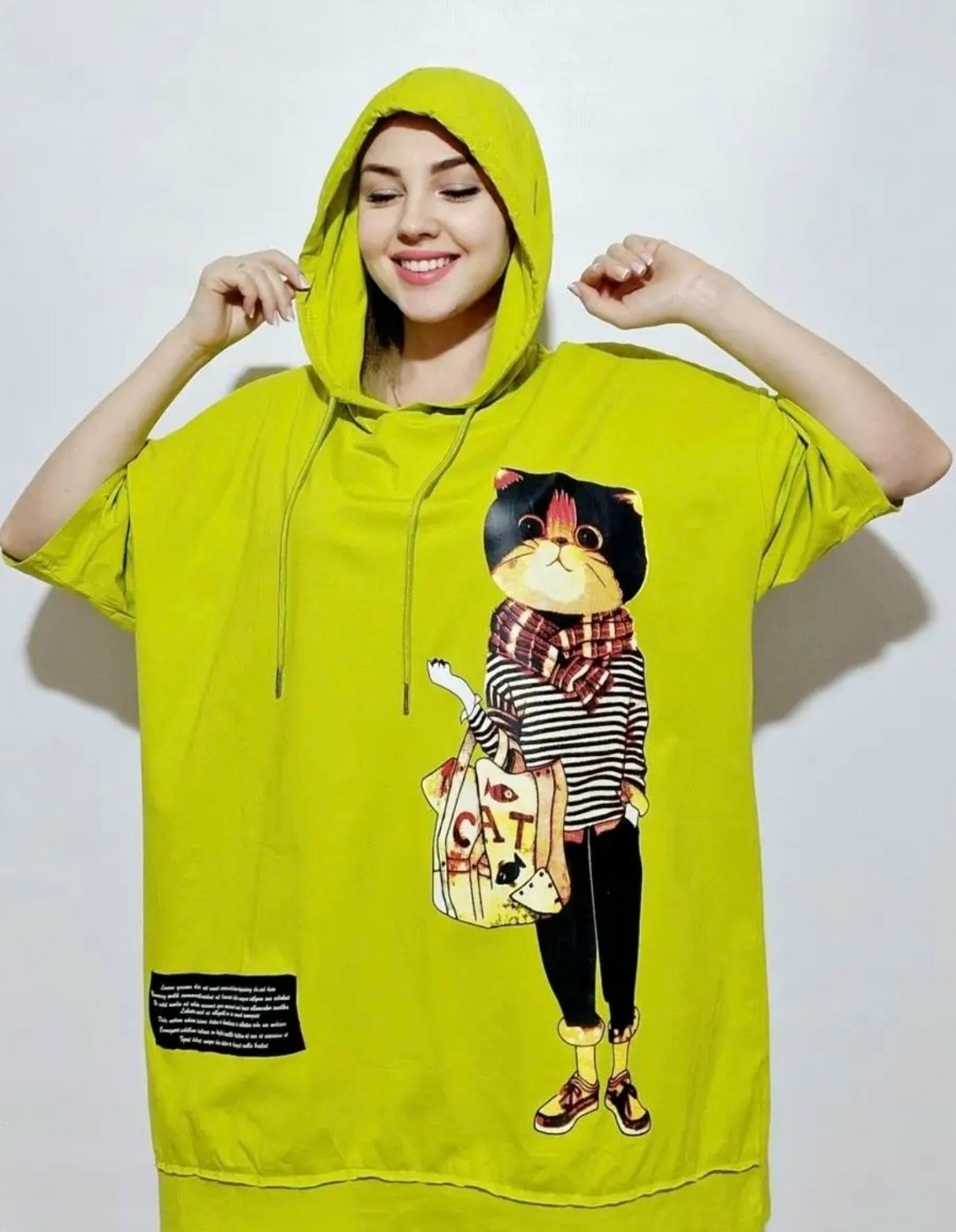 футболка оверсайз больших размеров с капюшоном,футболки женская,туника женская,футболка женская с капюшоном,женская кофта