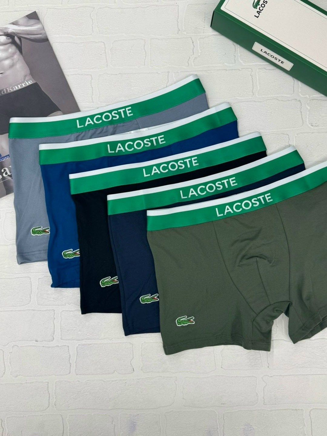 трусы мужские боксеры набор 5 шт lacoste,мужской набор трусов,набор мужских трусов lacoste,набор трусов,комплект трусов боксеры lacoste