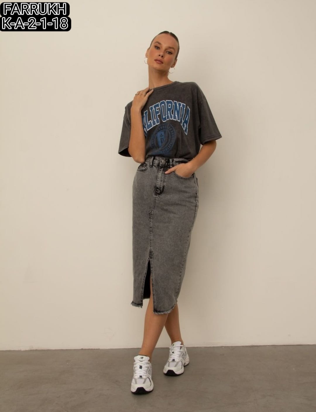 юбка миди джинсовая,юбка джинсовая,юбка джинсовая длинная с разрезом спереди niange,серая джинсовая юбка,джинсовая юбка миди с разрезом