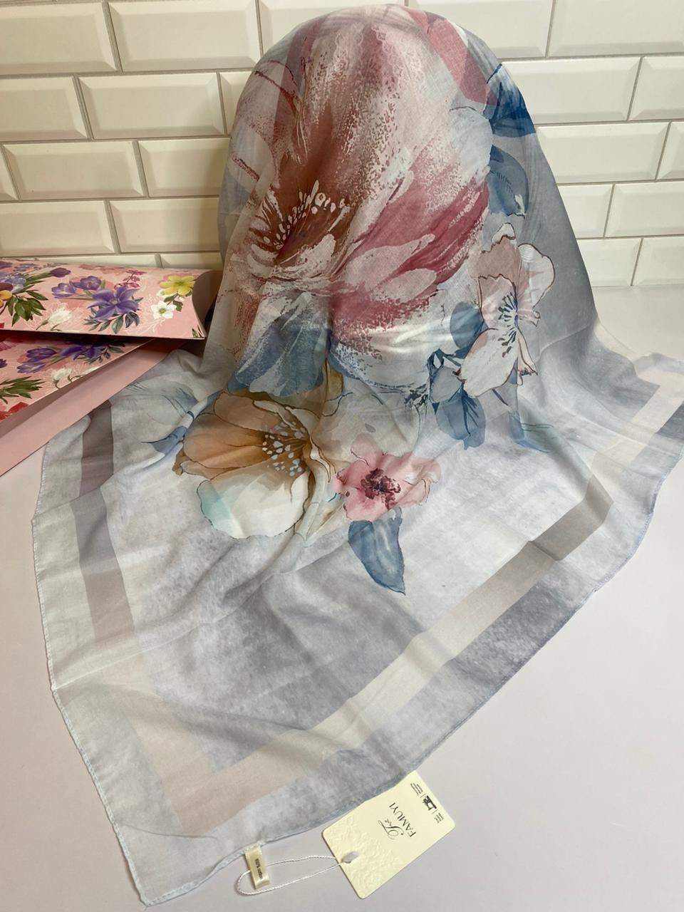 платок женский,палантин женский,платки шарф,красивый платок,платок женский с цветочным мотивом 110*110 см арт. 1090091