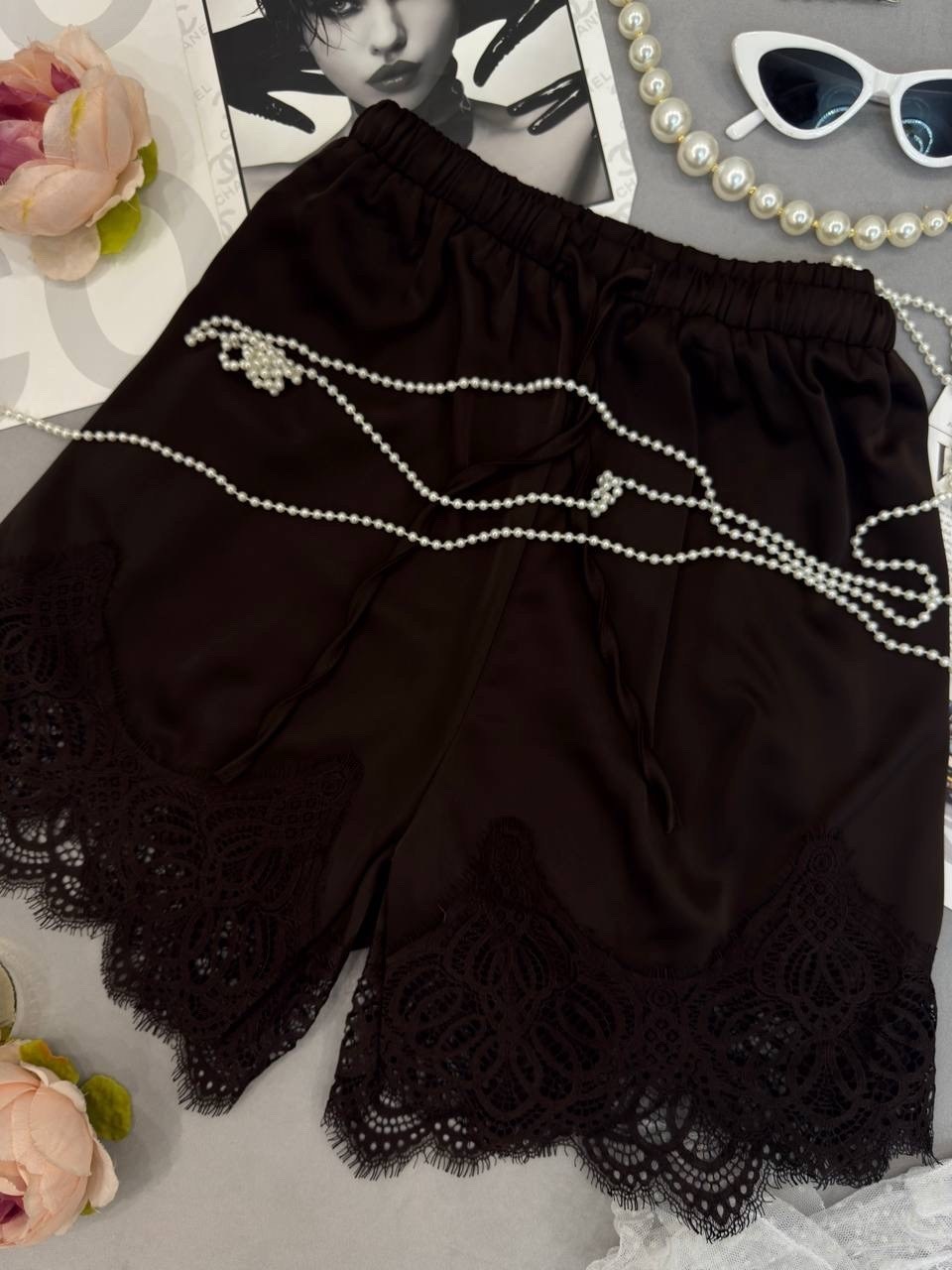 шорты кружевные,шелковые шорты,повседневные шорты с кружевом,шорты женские с кружевом,шорты с кружевом