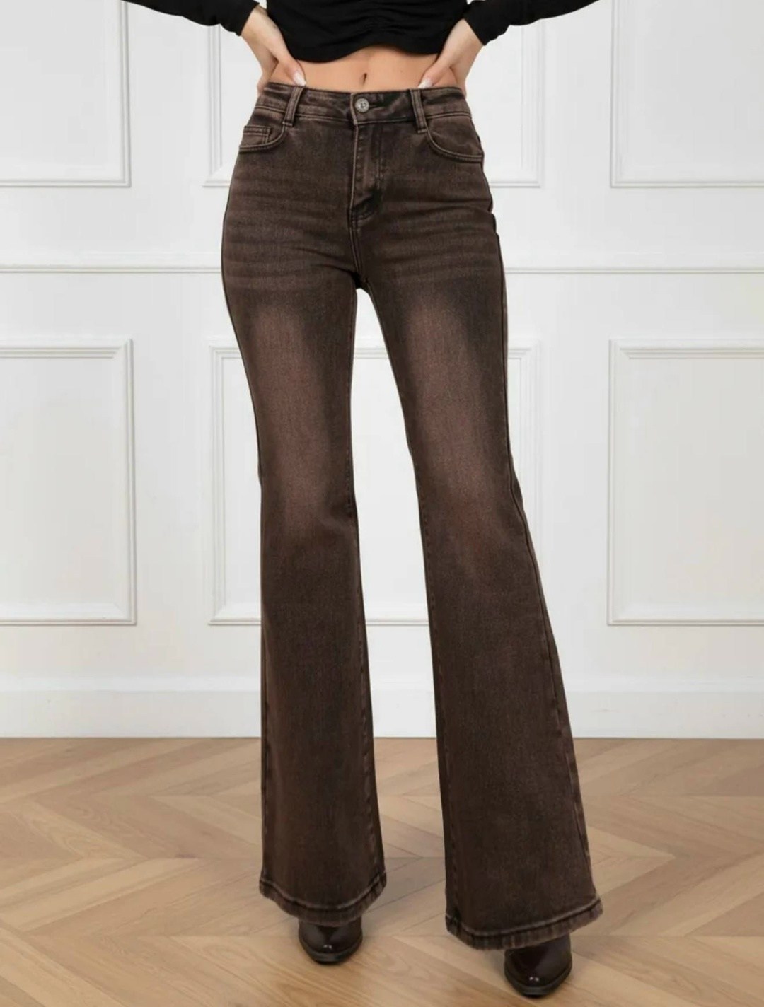 коричневые джинсы клеш женские,джинсы клеш женские,джинсы стильные,коричневые джинсы,джинсы женские